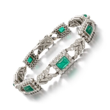 View full screen - View 1 of Lot 273. Emerald and diamond bracelet.