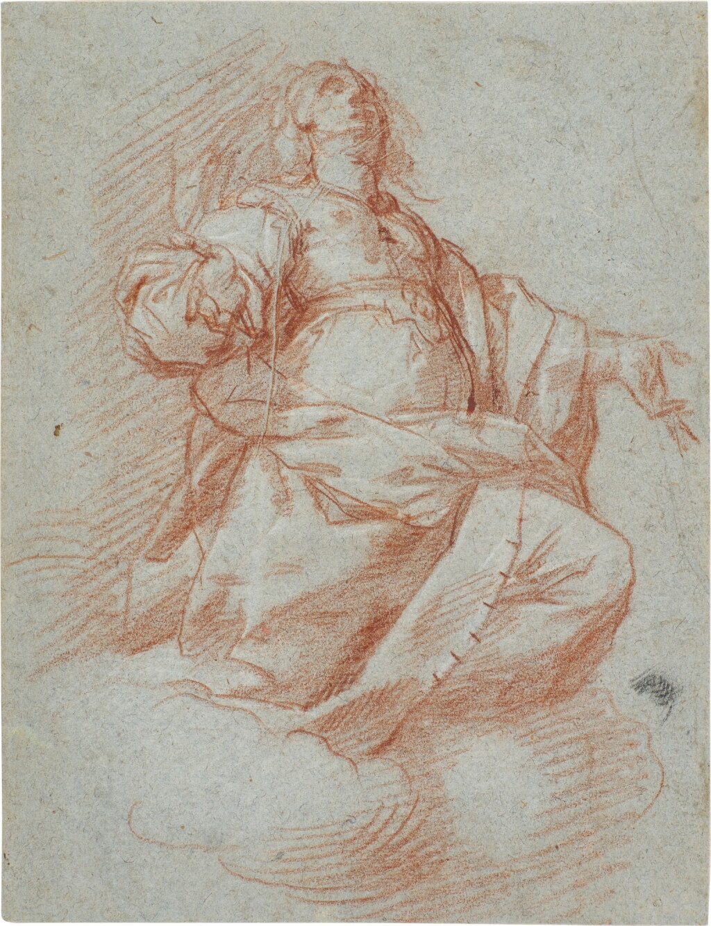 Voir en plein écran - Voir 1 du lot 81. Figure kneeling in Worship, possibly a Madonna in an Assumption.