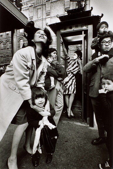 View full screen - View 1 of Lot 2. JEANLOUP SIEFF | 'FASHION FOR HARPER'S BAZAAR WITH CHINA MACHADO, JIMMY MOORE, HIRO AND CHILDREN', NEW YORK, 1964.