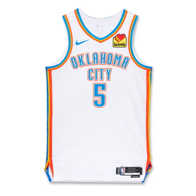 View full screen - View 1 of Lot 29. Luguentz Dort Oklahoma City Thunder 2025 NBA Playoffs Western Conference Round 1 Game Worn Association Edition Jersey | Game 1 | Matched to 1 Playoff Game | 4 Regular Season Games | 'Championship Run' .