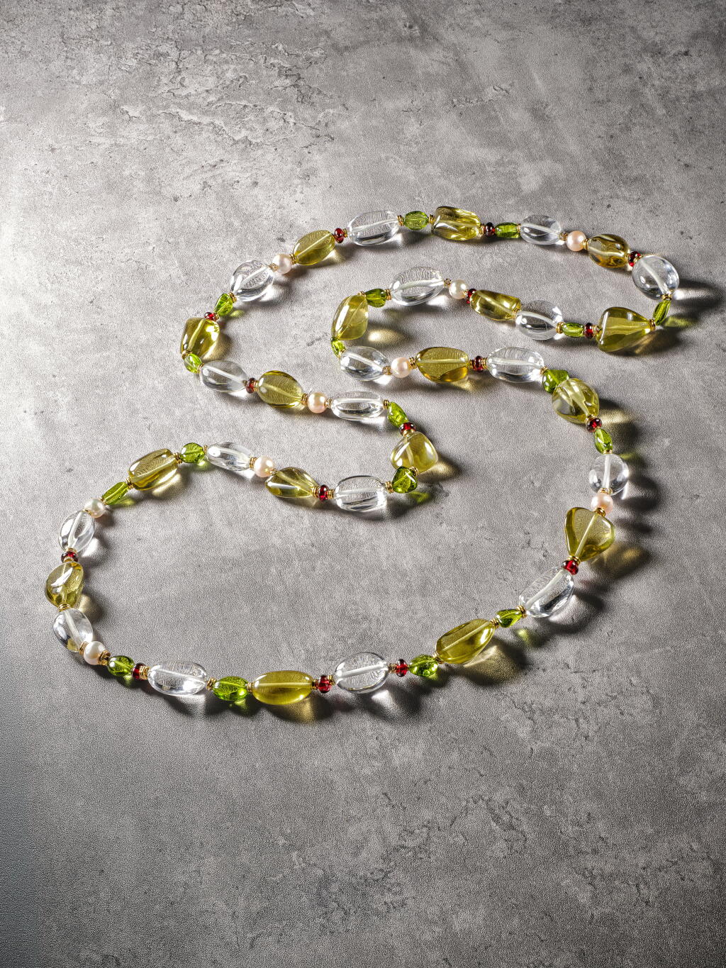 View full screen - View 1 of Lot 25. Coloured Stone Bead, Cultured Pear and Diamond Necklace.