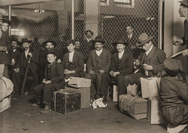 View full screen - View 1 of Lot 963. Group of Italians at Ellis Island.