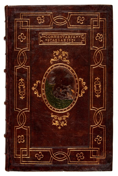 View full screen - View 1 of Lot 1047. Caesar, Rerum ab se gestarum commentarii, Paris, 1543, dark brown Apollo and Pegasus binding for Grimaldi.