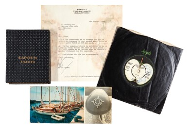 View full screen - View 1 of Lot 16. RINGO STARR | Autograph material including inscribed vinyl 45 RPM, 1968-1969.