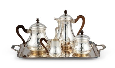 View full screen - View 1 of Lot 2030. A silver-plated tea and coffee set, Puiforcat, 20th century | Service à thé et café en métal argenté, Puiforcat, XXe siècle.