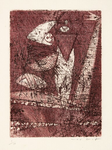 View full screen - View 1 of Lot 72. MAX ERNST | ZU: BENJAMIN PÉRET, MORT AUX VACHES ET AU CHAMP D'HONNEUR (S. & L. 34).