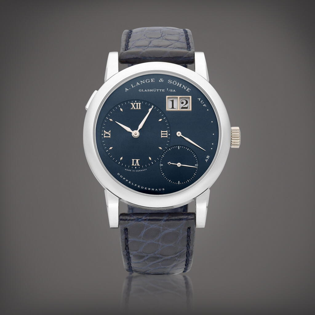 View full screen - View 1 of Lot 2262. Lange 1 A white gold wristwatch with date and power reserve indication, Circa 2000 | 朗格 | Lange 1 | 白金腕錶,備日期及動力儲備顯示,約2000年製.