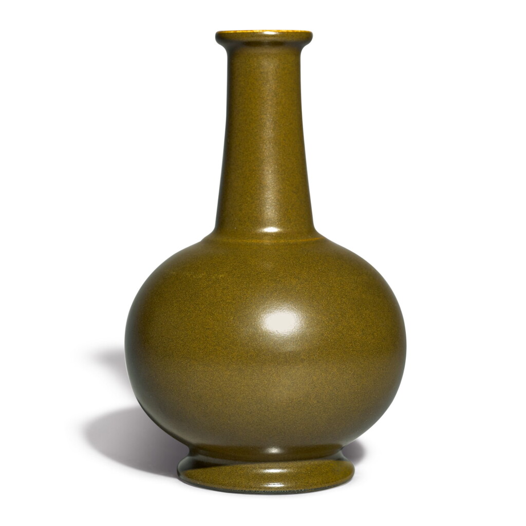 View full screen - View 1 of Lot 551. A TEADUST-GLAZED BOTTLE VASE, JIAQING SEAL MARK AND PERIOD.