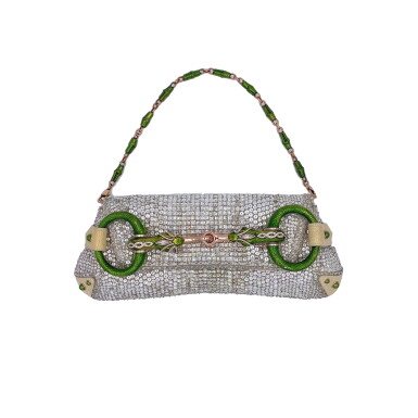 View full screen - View 1 of Lot 707. GUCCI | TOM FORD SERPENT HEAD CLUTCH BAG IN LIZARD WITH SWAROVSKI CRYSTALS.