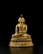 A large gilt-bronze figure of Shakyamuni Buddha, Nepal, Khasa Malla kingdom, 14th century