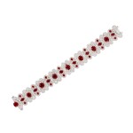 RUBY AND DIAMOND BRACELET | 天然「緬甸」未經加熱紅寶石 配 鑽石 手鏈 (紅寶石共重約18.65克拉)