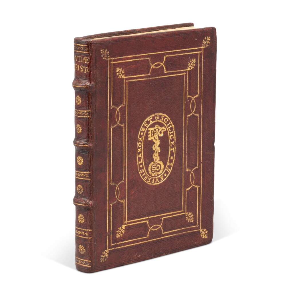 View full screen - View 1 of Lot 58. Budé, Epistolae, Paris, 1522, Genoese impresa binding, probably for Tommaso Franzone.