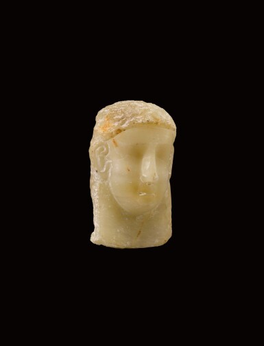 View full screen - View 3 of Lot 119. A South Arabian Alabaster Relief Head of a Man, Qataban, 3rd Century B.C./1st Century A.D..