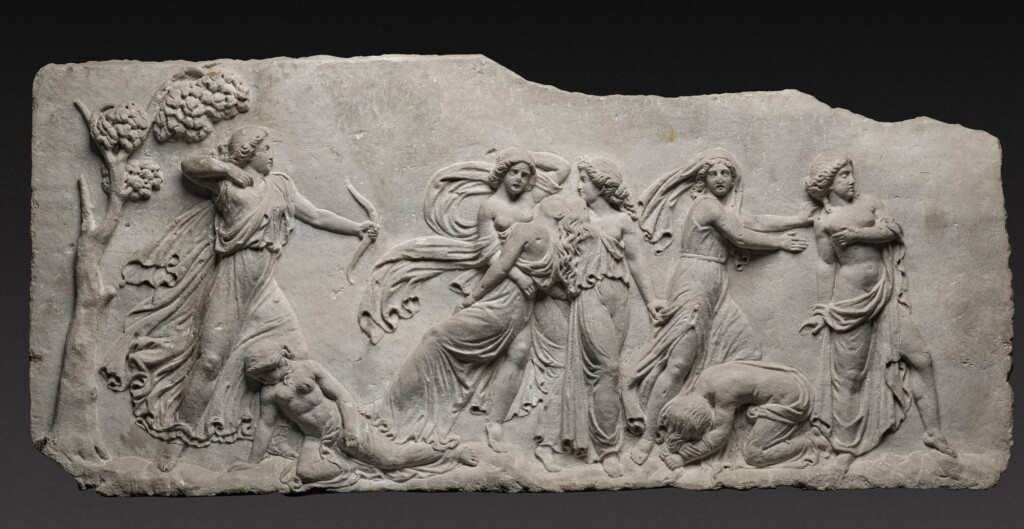 View full screen - View 1 of Lot 205. A Pair of Marble Reliefs depicting the Massacre of the Niobids, in the Style of the Antique, circa mid 19th Century.