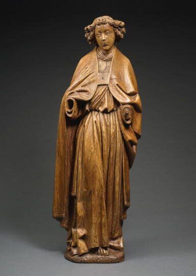 View full screen - View 1 of Lot 21. ATTRIBUTED TO JAN BORMAN I (ACTIVE CIRCA 1460 - CIRCA 1502), SOUTHERN NETHERLANDISH, BRUSSELS, CIRCA 1480 | ANGEL OF THE ANNUNCIATION.