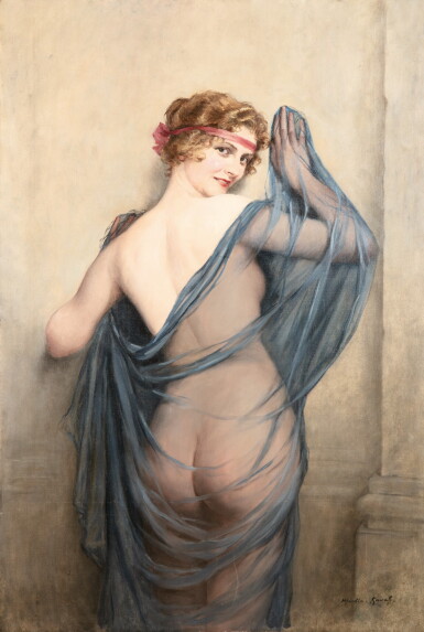 View full screen - View 1 of Lot 91. FRANÇOIS MARTIN-KAVEL | A NUDE WOMAN WITH A BLUE VEIL .