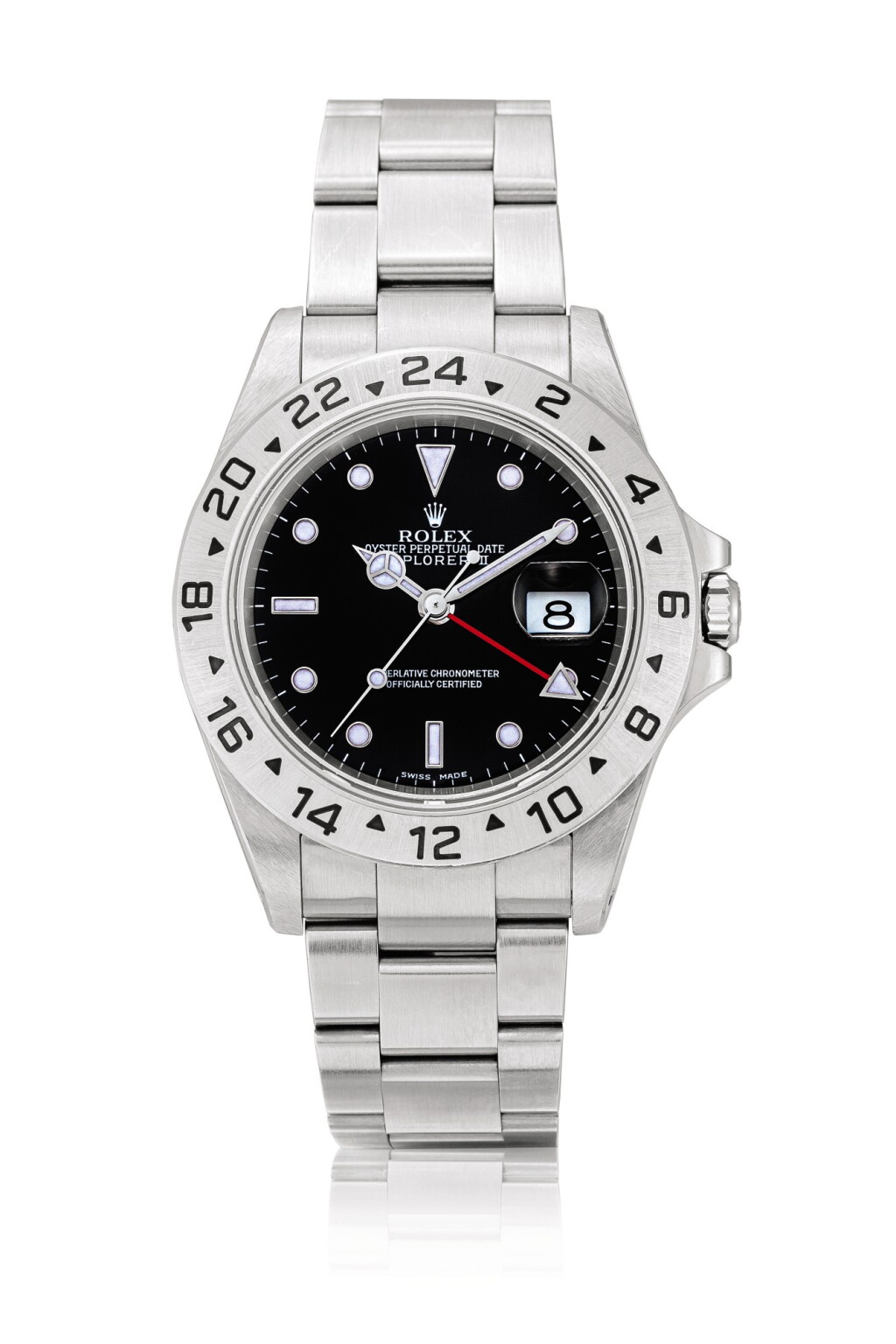 View full screen - View 1 of Lot 2007. Rolex | Explorer II, Reference 16570, A stainless steel wristwatch with date, 24 hours indication and bracelet, Circa 2001 | 勞力士 | Explorer II 型號16570 精鋼鏈帶腕錶,備日期及24小時顯示,約2001年製.