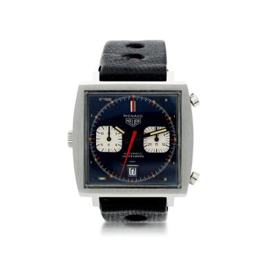 View full screen - View 1 of Lot 89. Reference 1133b Monaco A stainless steel automatic chronograph wristwatch with date, Circa 1970 .