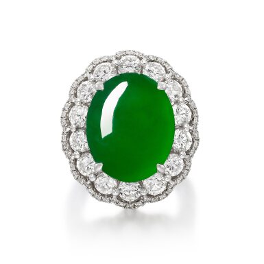 View full screen - View 1 of Lot 273. Jadeite and Diamond Ring | 天然翡翠 配 鑽石 戒指.