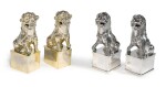 Two Pairs of Portuguese Silver and Silver-Gilt Buddhist Lion Boxes, Pedro A. Batista, Porto, 20th Century