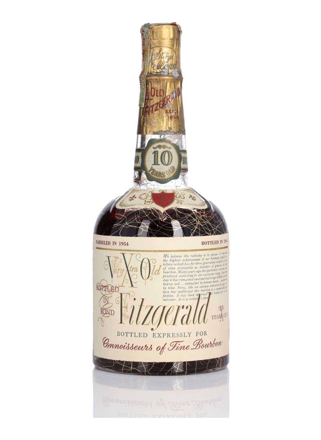 Voir en plein écran - Voir 1 du lot 312. Very Xtra Old Fitzgerald 10 Year Old 100 Proof 1954 (1 Bottle 4/5 Quart).