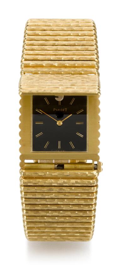 View full screen - View 1 of Lot 15. PIAGET | REFERENCE 9130 C 20 YELLOW GOLD BRACELET WATCH WITH CONCEALED DIAL, MADE IN 1973.