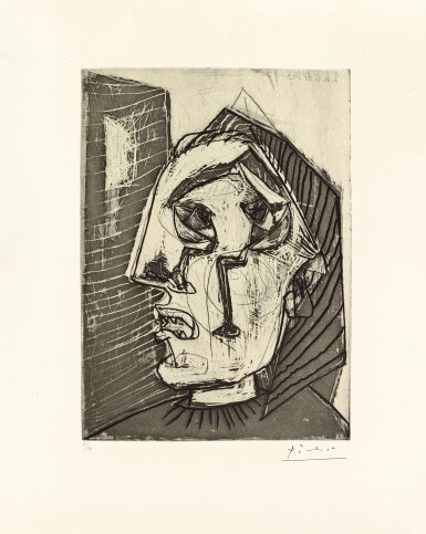 View full screen - View 1 of Lot 79. PABLO PICASSO | FEMME QUI PLEURE DEVANT UN MUR (B. 302; BA. 630).