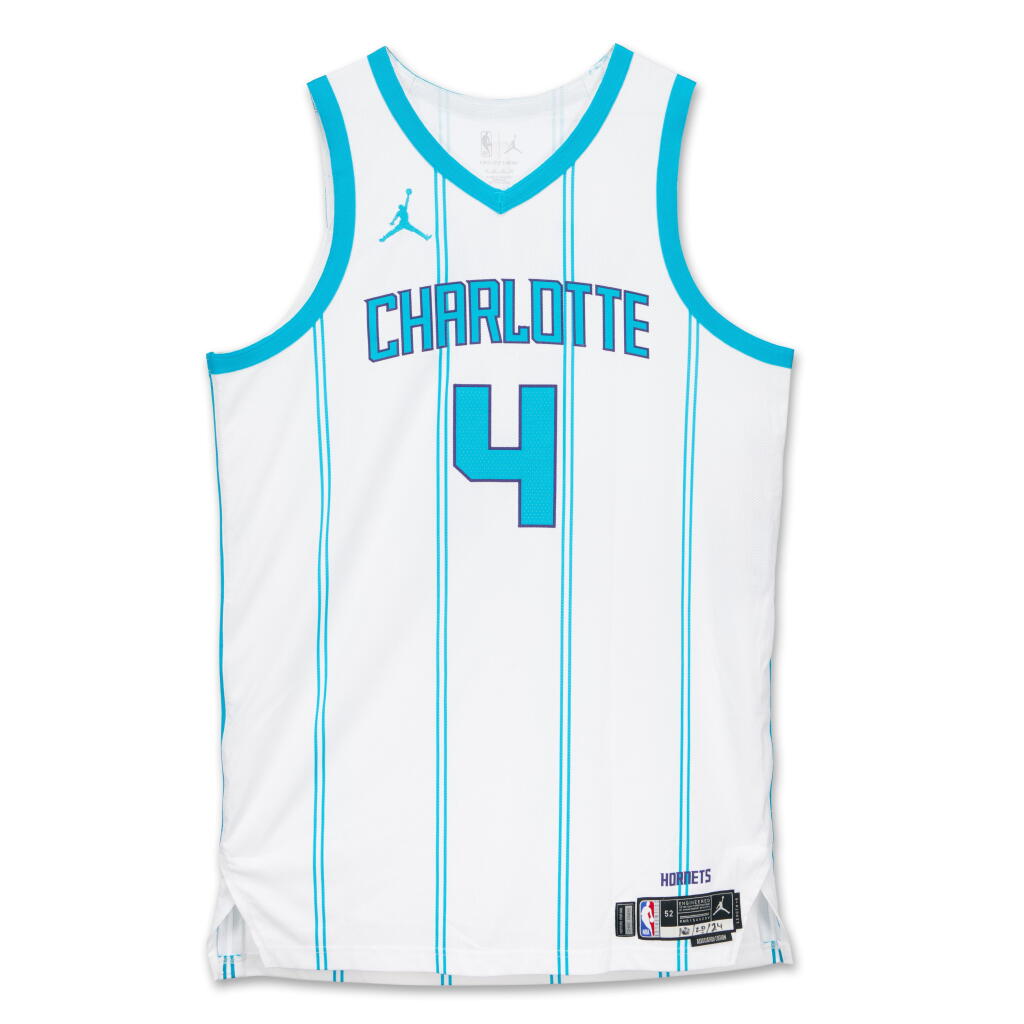 View full screen - View 1 of Lot 134. Nick Richards Charlotte Hornets 2024-2025 Kia NBA Tip-Off Game Worn Association Edition Jersey.