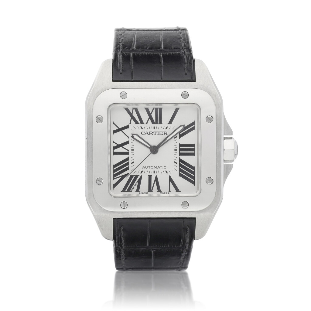 View full screen - View 1 of Lot 8062. Santos 100, Reference 2656, A stainless steel wristwatch, Circa 2013 | 卡地亞 Santos 100 型號2656 精鋼腕錶,約2013年製.