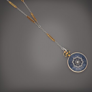 View full screen - View 1 of Lot 442. A yellow gold, enamel and diamond-set open faced watch | Circa 1880.