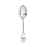 A French silver dessert spoon By Christofle, Paris, 20th century, with a KL monogram