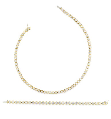 View full screen - View 1 of Lot 67. DEMI-PARURE DIAMANTS | DIAMOND DEMI-PARURE .
