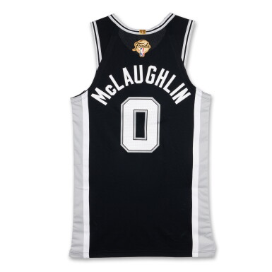 View full screen - View 1 of Lot 20. Jordan McLaughlin San Antonio Spurs 2026 NBA Finals Game Issued Icon Edition Jersey | Game 3 | Matched to Game 3 Locker Room Image | First NBA Finals Win.