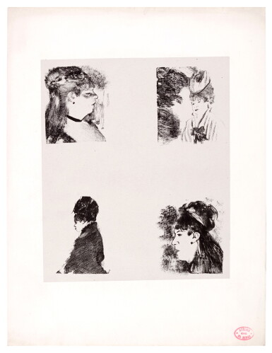 View full screen - View 1 of Lot 402. EDGAR DEGAS | FOUR HEADS OF WOMEN (QUATRE TÊTES DE FEMMES) (DELTEIL 54; ADHEMAR 44; REED & SHAPIRO 27).