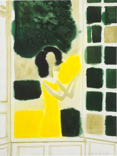 View full screen - View 1 of Lot 2003. André Brasilier 安德烈・布拉吉利 | La robe jaune 穿黃色裙的女子.