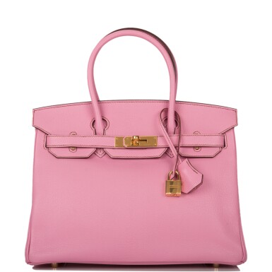 View full screen - View 1 of Lot 35. HERMÈS | BUBBLEGUM 5P BIRKIN 30CM OF CHEVRE LEATHER WITH GOLD HARDWARE.
