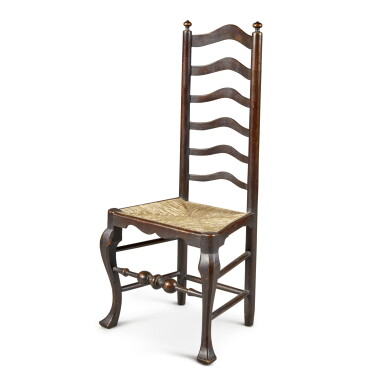 View full screen - View 1 of Lot 42. Rare Queen Anne Brown-Painted Maple Slat-Back Side Chair, possibly by Solomon Fussell (c. 1704-1762) or William Savery (1721-1787), probably Philadelphia, Pennsylvania, Circa 1765.
