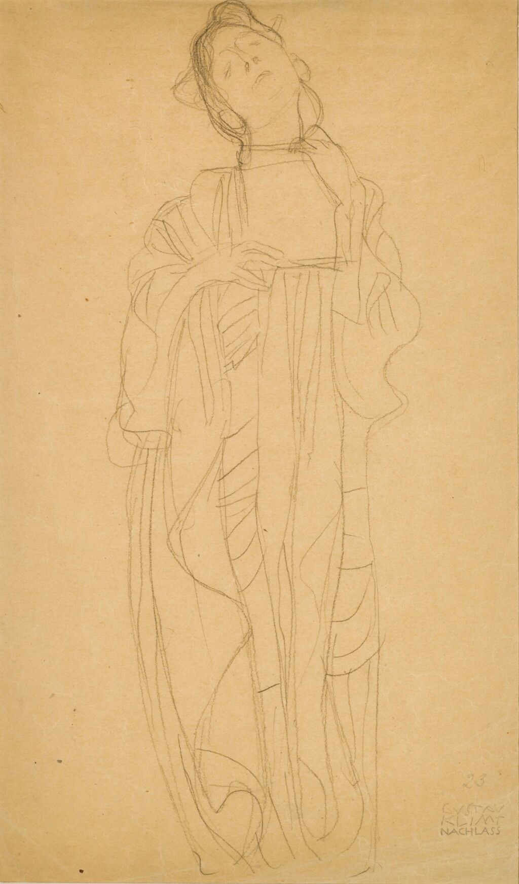 View full screen - View 1 of Lot 352. Studie für die "Lex" im Gemälde "Jurisprudenz" (1903) (Study for the figure of "Lex" in the painting "Jurisprudence" (1903)).