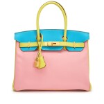 Rose Confetti, Lime and Bleu Aztec Chèvre Mysore HSS Birkin 30 Brushed Gold Hardware, 2015