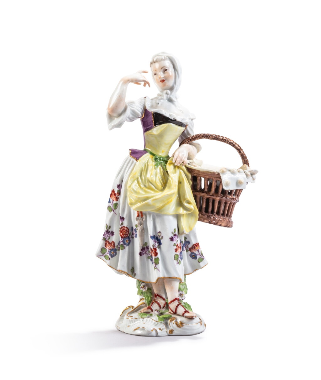 View full screen - View 1 of Lot 638. A Meissen porcelain large figure of a pastry seller from the 'Cris de Paris' series, circa 1755.