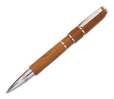 View full screen - View 1 of Lot 62. OMAS | A LIMITED EDITION OAK AND STERLING PLATED ROLLERBALL PEN, CIRCA 2004.