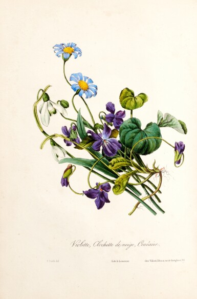 View full screen - View 1 of Lot 332. Fleurs symboliques, c.1825, maroon blind-stamped and gilt morocco.