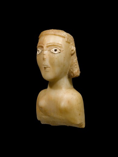 View full screen - View 3 of Lot 116. A South Arabian Alabaster Bust of a Woman, Qataban, 3rd Century B.C./1st Century A.D..