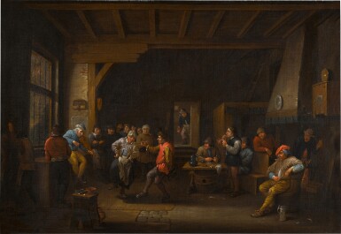 View full screen - View 1 of Lot 11. Peasants merry-making in an inn.