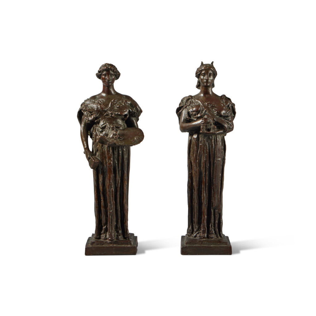 View full screen - View 1 of Lot 403. Painting and Sculpture and Architecture: A Pair of Allegorical Maquettes.