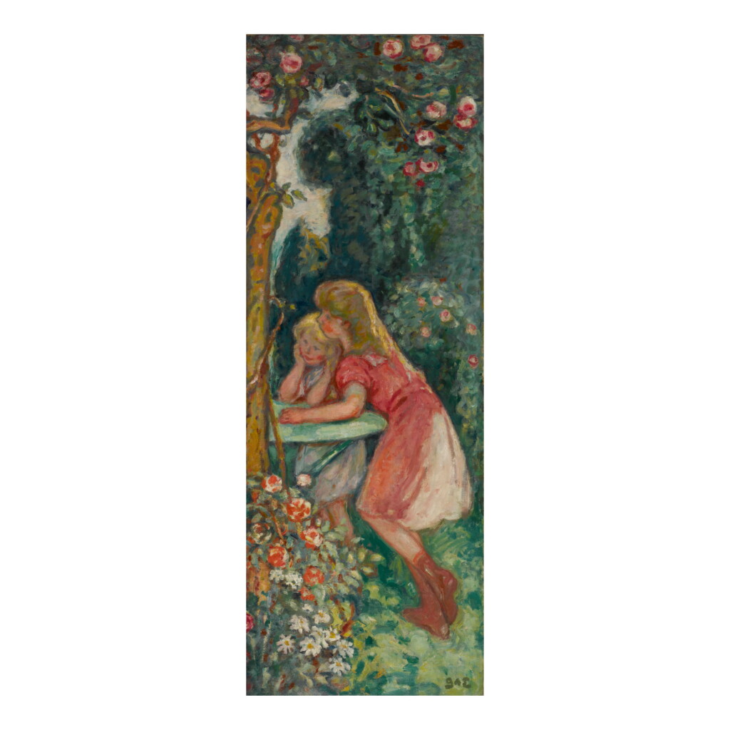 View full screen - View 1 of Lot 281. Fillettes dans un jardin fleuri.