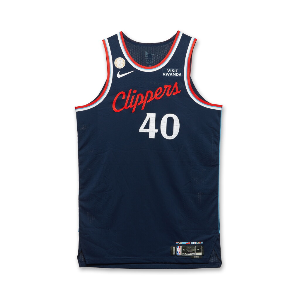View full screen - View 1 of Lot 14. Ivica Zubac Los Angeles Clippers 2025-2026 NBA Tip-Off Game Worn Icon Edition Jersey | Special Edition 'All-Defensive Second Team' Trophy Patch.