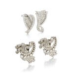 Two pairs of diamond brooches
