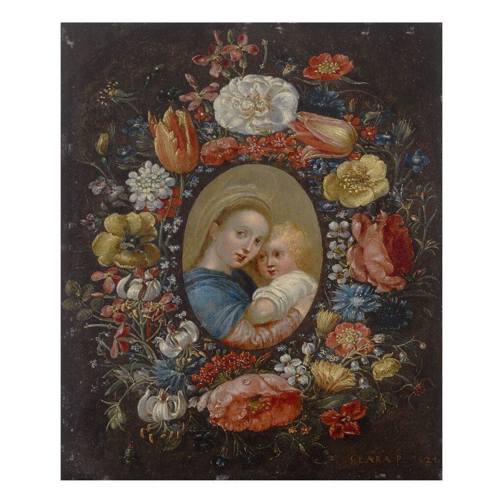 View full screen - View 1 of Lot 134. CLARA PEETERS | MADONNA AND CHILD WITHIN A FLORAL WREATH.