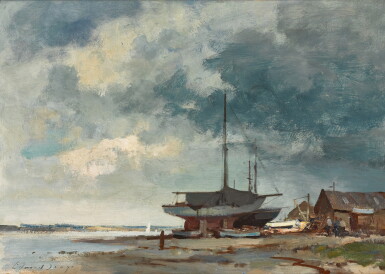 View full screen - View 1 of Lot 81. A Boatyard on the East Coast.